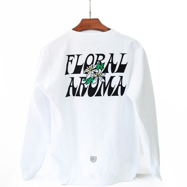 UCR FLORAL AROMA SWEAT SHIRT (White) - Urban Coffee Roaster