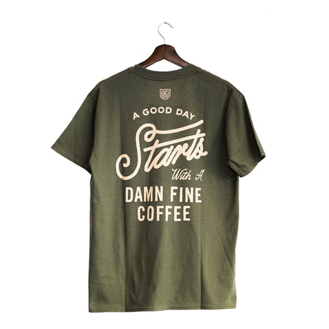 UCR A Good Day Starts With A Damn Fine Coffee T-SHIRT (Green) - Urban Coffee Roaster